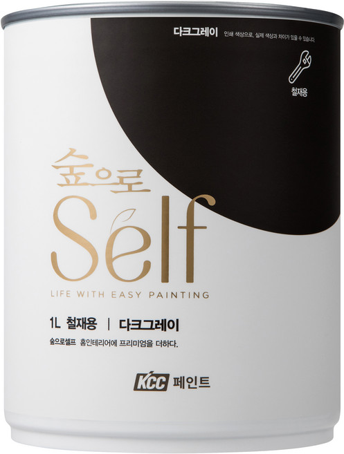 KCC숲으로 셀프 철재용 에그쉘 수성페인트, 다크그레이, 1L, 1개