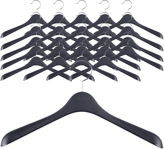 여성용 두꺼운 자켓 옷걸이 T1, 검정, 25개