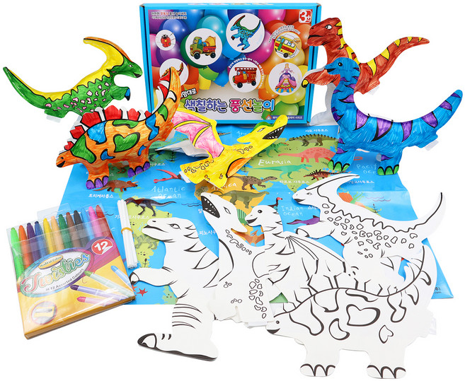 웨이블레이 내맘대로 색칠하는 풍선놀이 공룡, 1세트, 혼합색상
