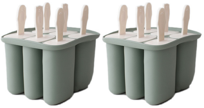 파스텔톤 실리콘 6구 아이스크림 틀, 다크그린, 2개