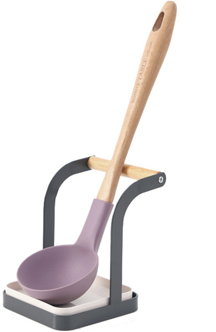 리빙해피 유즈 국자 받침, 우드 + 그레이 + 아이보리, 1개