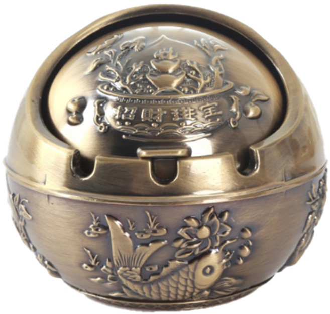 全九復古金屬煙灰缸 L, D-金色, 1個