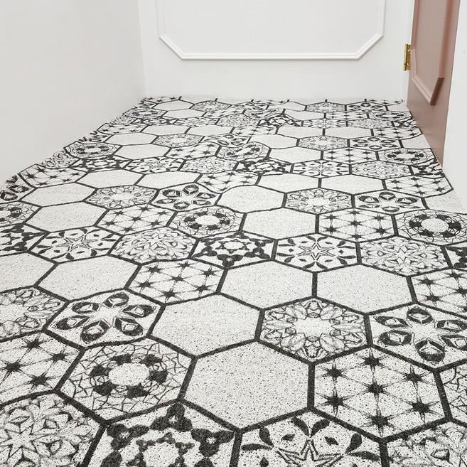 위플립 북유럽 스타일 현관 코일 매트 120 x 180 cm, 짙은 그레이 + 아이보리, 1개