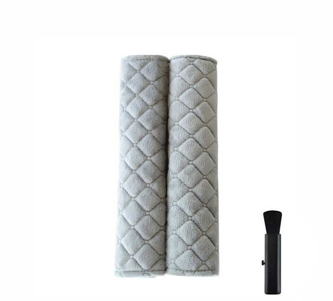 메오 포인트 격자무늬 안전벨트 커버 2p + 차량용 먼지털이개, 그레이, 1세트