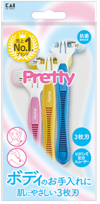 카이 프리티 3중날 바디 여성용면도기, 3개입, 1개
