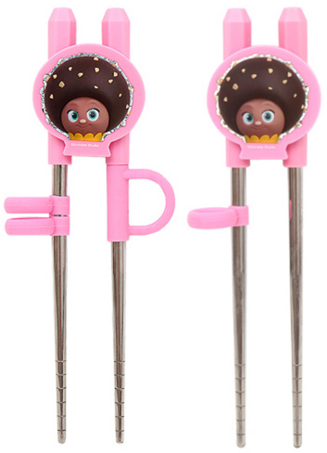 브레드이발소 초코 단계별 교정젓가락 세트, 혼합색상, 2개