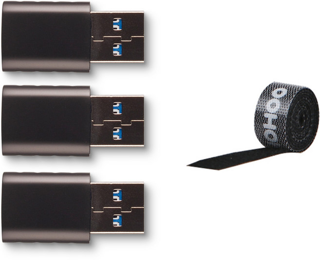 호후 C 타입 TO USB 3.2 A 변환 젠더 + 3P 벨크로 타이 50cm 세트, 1개