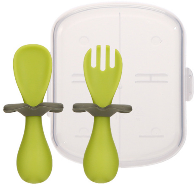 맘스트리 플라워 스푼 세트, 라임, 스푼 + 포크 + 케이스, 1세트