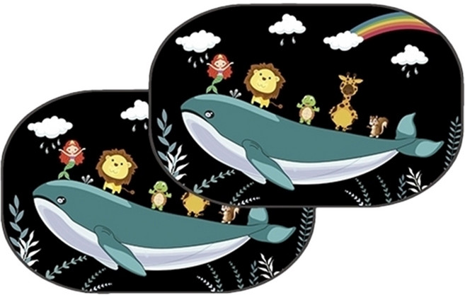 3초쿨 차량용 접착식 햇빛가리개, NO5고래, 2개