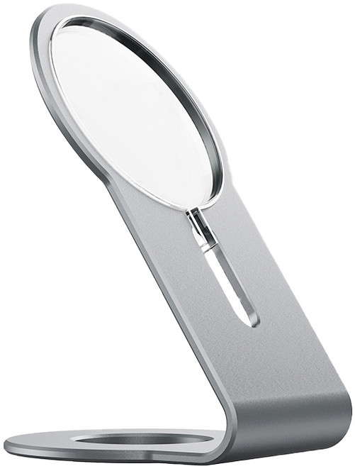 다퍼남 맥세이프 충전용 라운드 일체형 휴대폰 거치대, 실버, 1개