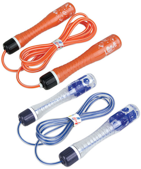 김수열줄넘기 어린이 캐릭터 줄넘기 2종 세트, 짱구(오렌지) + 도라에몽(블루), 1세트