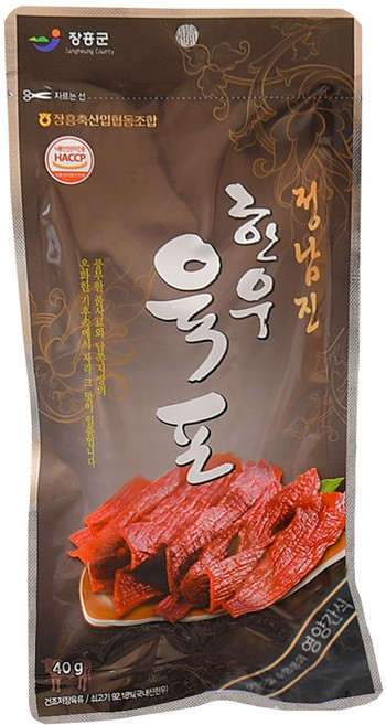 장흥축협 정남진 HACCP 인증 받은 건강한 한우육포, 40g, 1개