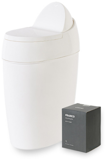프랑코홈 바스 휴지통 본체 7L + 전용 비닐 50매, 화이트