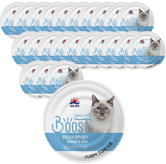사조옵티원 고양이 부스트 간식캔, 혼합맛(닭안심/참치), 160g, 24개