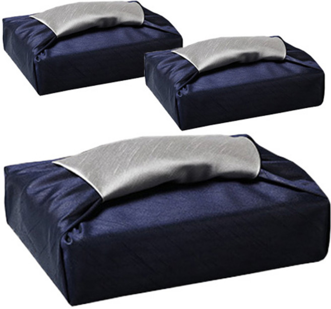 통샵 실크 겹 보자기 80 x 80 cm, 105 딥네이비 + 아이보리, 3개