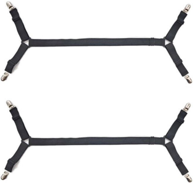 재미월드 침대 패드 고정밴드 45 x 15 cm, 블랙, 2개