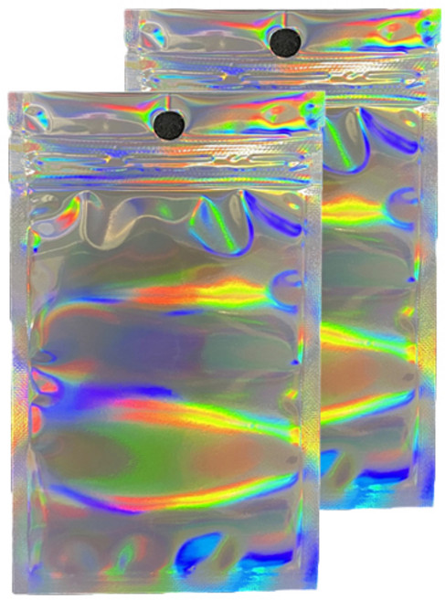 빙고빙고 비접착식 전면투명 지퍼백 레인보우 홀로그램 100p, 2개