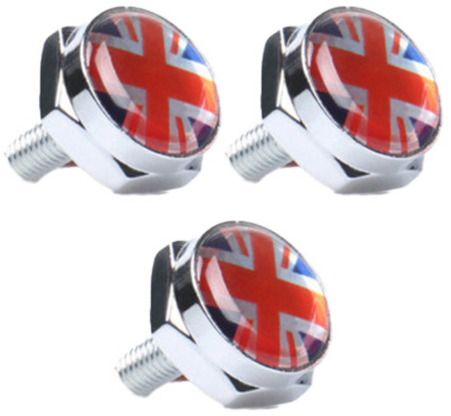 미니쿠퍼 전용 익스테리어용품 번호판볼트, 3개, 유니언잭