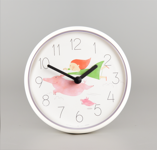 우드로하우스 디자인 방수 욕실시계 HDW, 플라잉피기