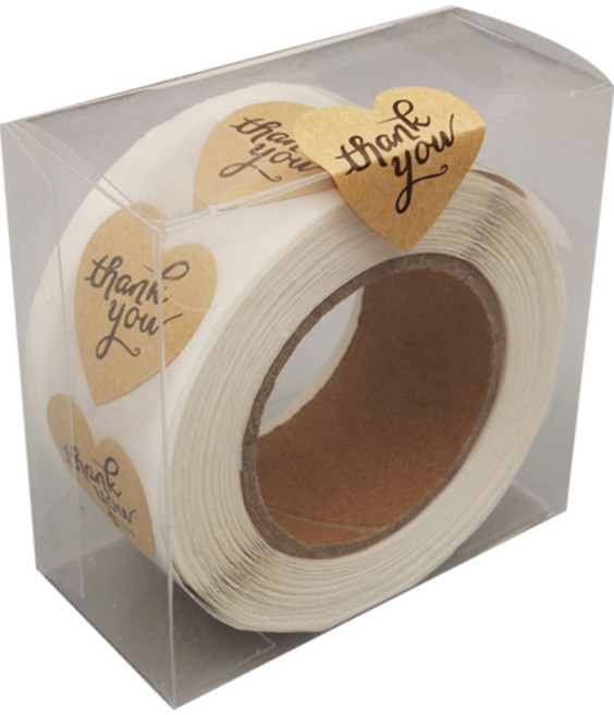 핸드메이드 크라프트지 스티커 500p 세트, 하트스타일, 1세트