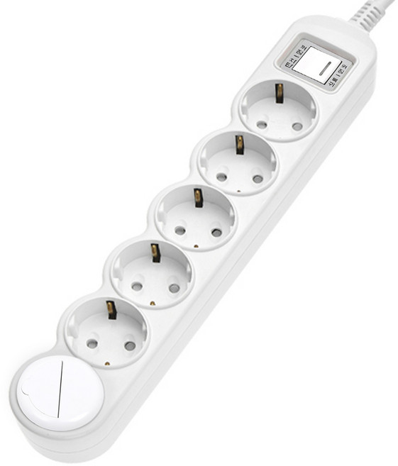 에코파워탭 국내 제조 과부하차단 멀티탭 6구 EPM-L306SA + 안전커버, 4.5m, 혼합색상, 1세트