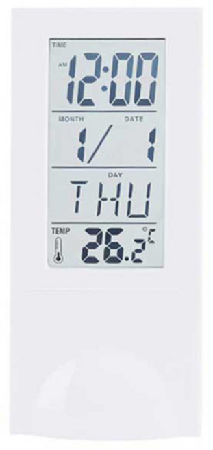 투명 LCD 캘린더 온도시계, 화이트