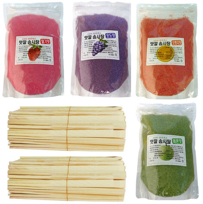 맛깔 슈가 솜사탕 설탕 1kg x 4종 나무스틱 400p 세트, 1세트, 4kg