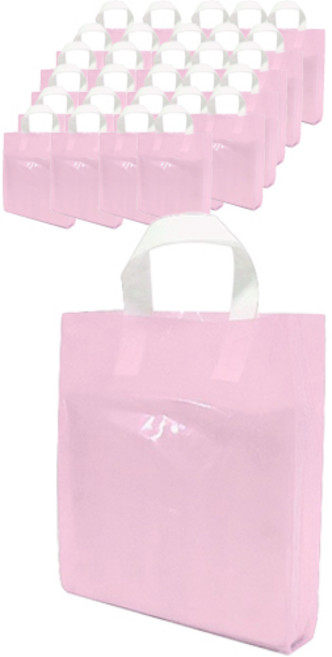 PE 손잡이 비닐 루프백 50p, 핑크 + 흰색(손잡이)