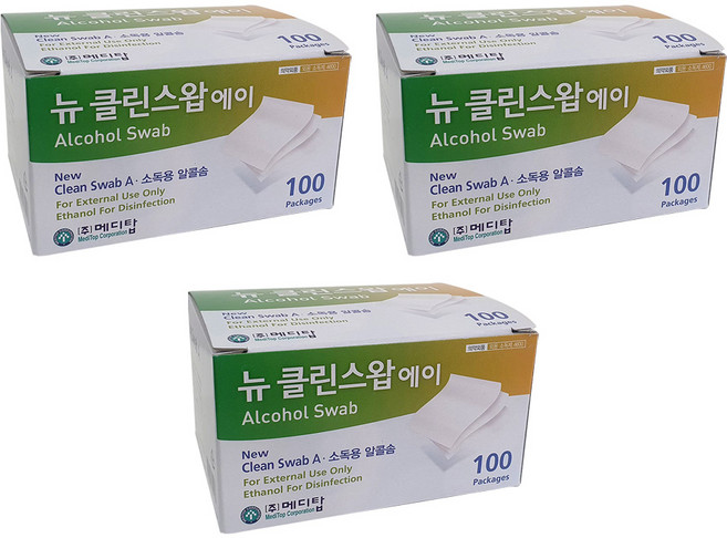 메디탑 뉴 클린스왑 에이 알콜솜, 100개입, 3개