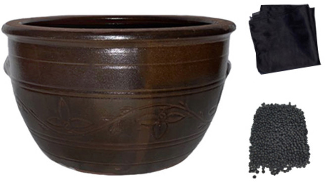 나라아트 옹기 콩나물 시루 소 + 차광용 보자기 + 콩 100g 세트, 1세트