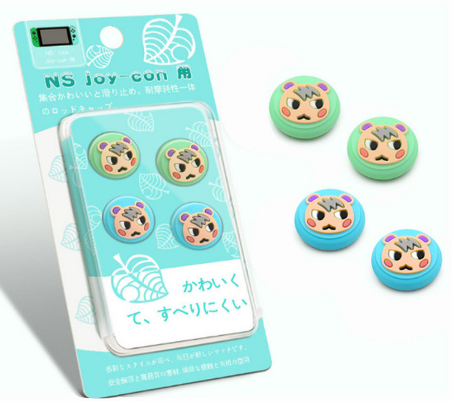 任天堂 Switch 動物森友會 搖桿帽 小潤 綠藍色 4件組, 單一商品, 1套, 混合色