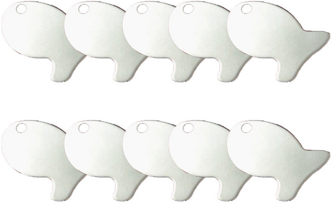 아이딜레이저 강아지 스테인리스 물고기 모양 펜던트 열쇠고리, 10개