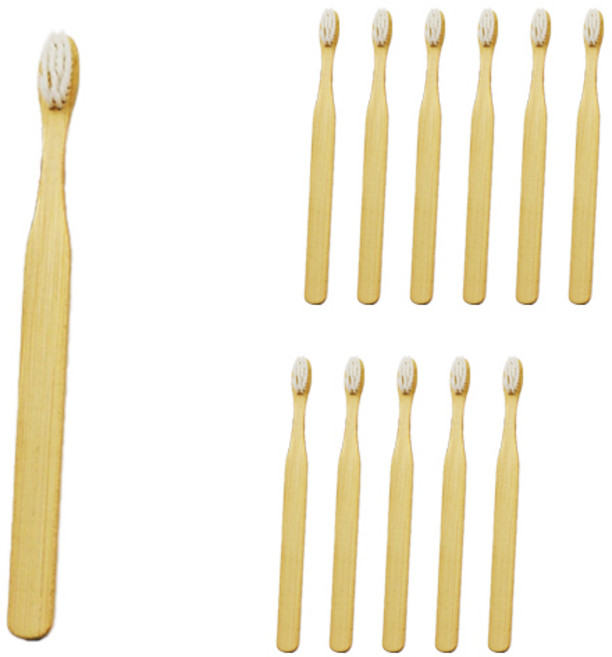 생생비플 대나무 칫솔 백미색, 1개입, 12개