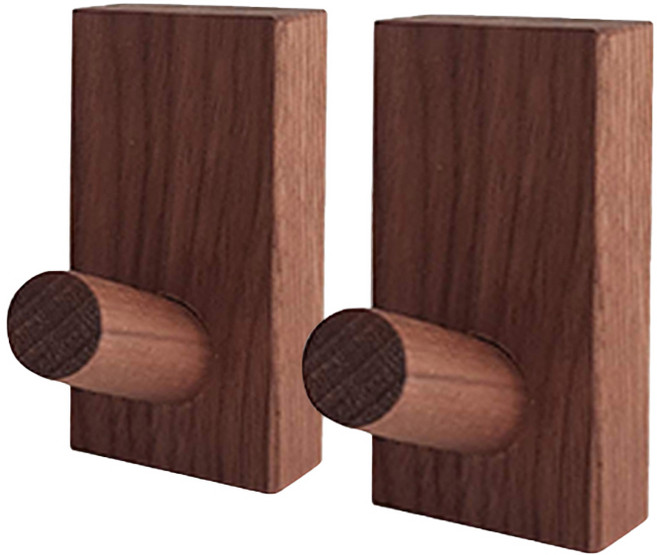 오늘의공간 원목 후크 벽걸이, 월넛우드어두운색, 2개