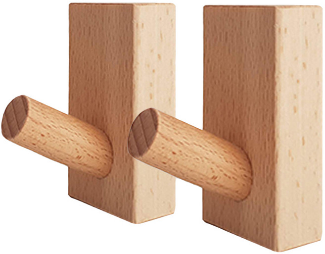 오늘의공간 원목 후크 벽걸이, 비취우드밝은색, 2개