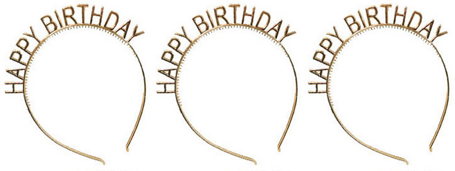 생일 파티 용품 홈파티 소품 생일머리띠, 메탈골드, 3개