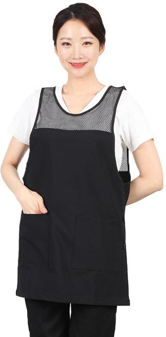 망사 스판 원피스형 앞치마 LA58 XL, 검정, 1개