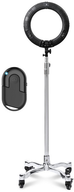 대한 반영구 뷰티 네일 속눈썹 셀프 영상 자연광 링라이트 조명 + 무선 블루투스 리모컨 + 이동식 스탠드 삼각대 세트, 링라이트(DH-RL18 블랙), 스탠드(ST-8519), 리모컨(DH-BTR), 1세트