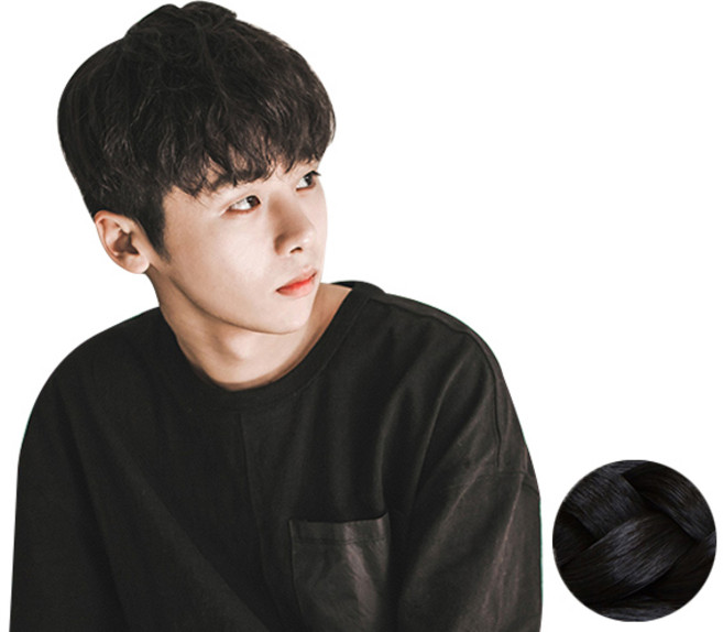 가발나라 남성 투블럭 스핀스 왈로 펌 부분가발, 다크블랙, 1개