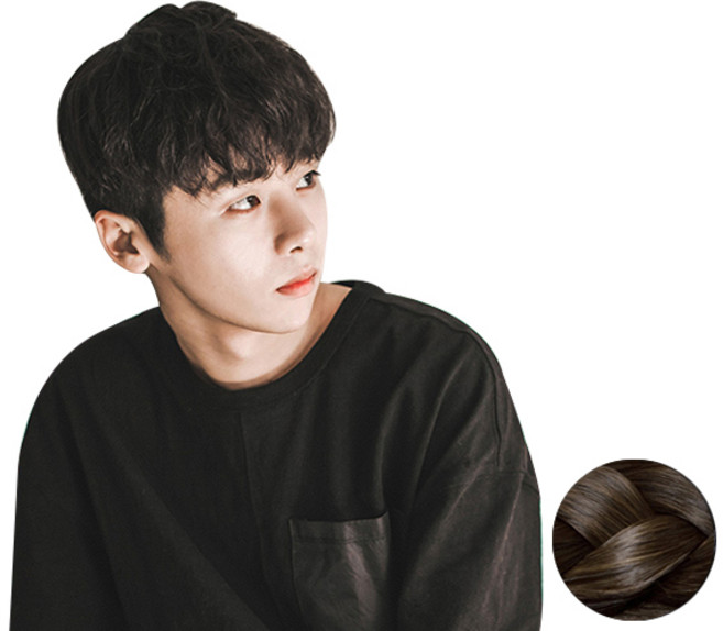 가발나라 남성 투블럭 스핀스 왈로 펌 부분가발, 브라운믹스, 1개