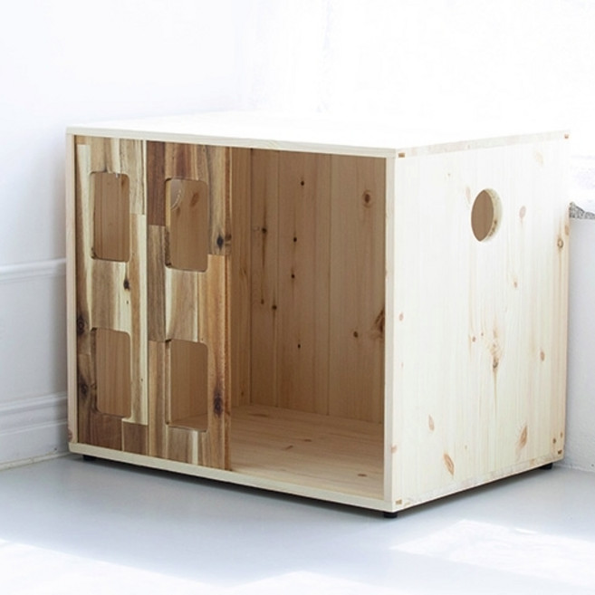 우드앤쏘잉 강아지 원목 켄넬형 미닫이 하우스, 1개