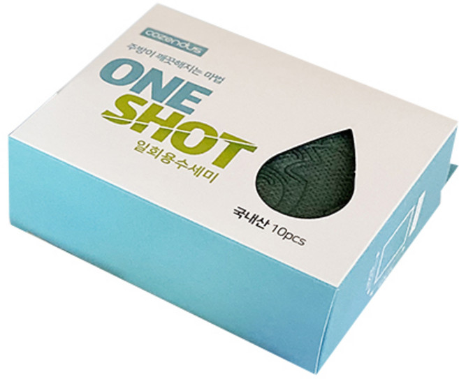 코젠더스 원샷 일회용 수세미, 초록, 10개입, 1개