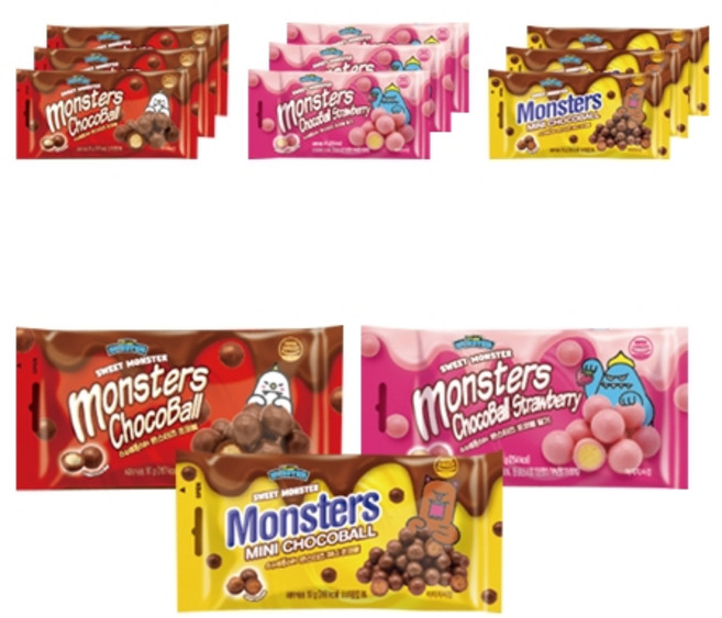 스위트몬스터 몬스터즈 초코볼 3종 x 4p 세트, 1세트