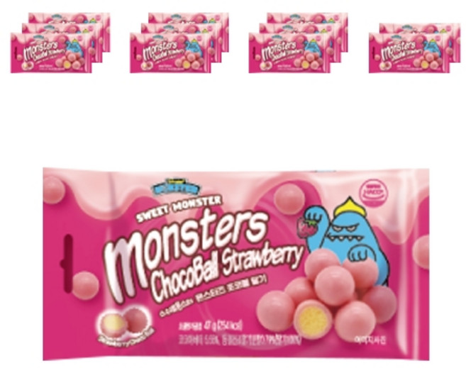 스위트몬스터 몬스터즈 초코볼 딸기, 12개, 47g