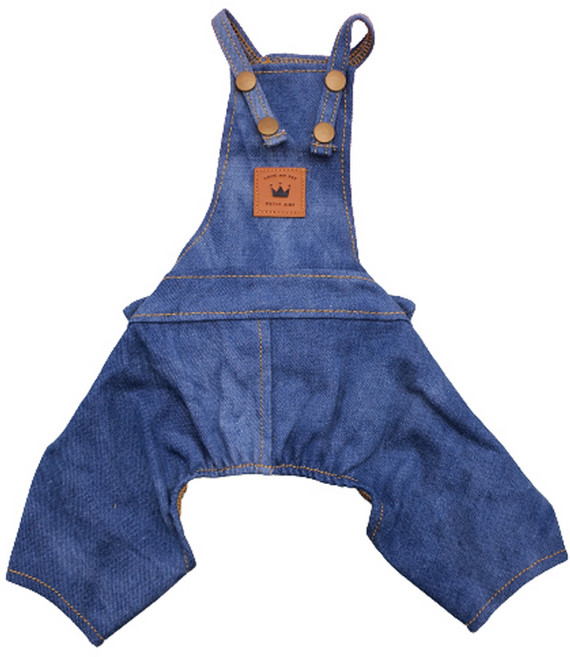 강아지 워싱 데님 바지, 진청, 1개