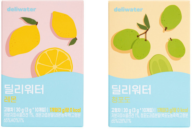 딜리워터 레몬 + 청포도, 1세트, 30g