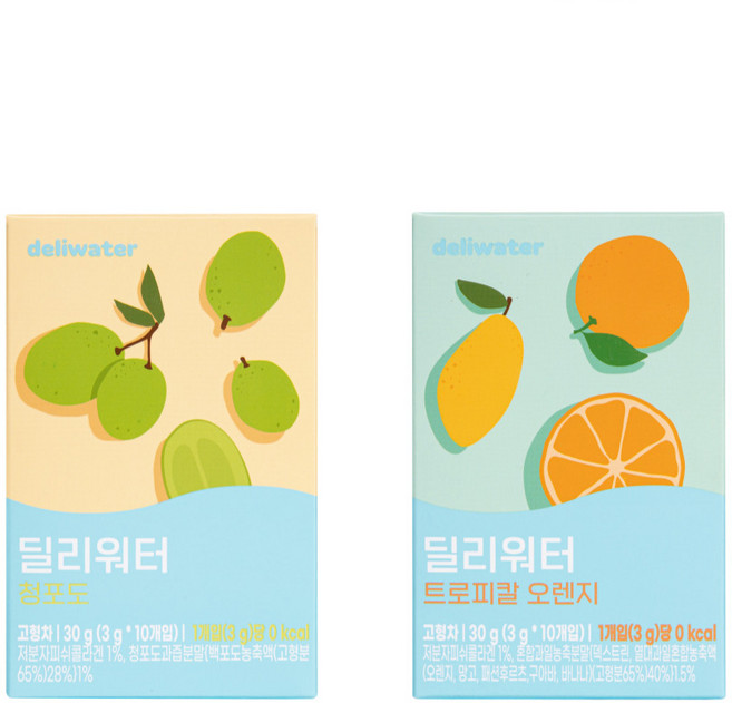딜리워터 청포도 + 트로피칼 오렌지, 1세트, 10개입