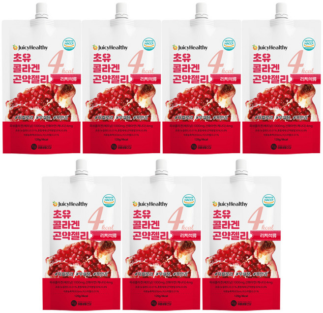 미쁨생활건강 쥬시헬시 초유 콜라겐 곤약젤리 리치석류 7개입, 840g, 1개