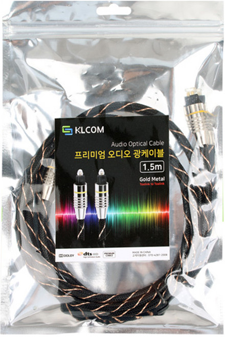케이엘컴 프리미엄 메탈 오디오 OPTICAL 광케이블 고급형, 혼합색상, 1개, 1.5m