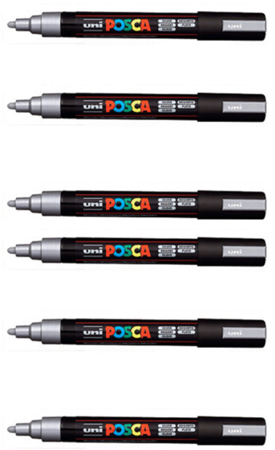 포스카 컬러마커 PC-5M SILVER, 6개, 1색